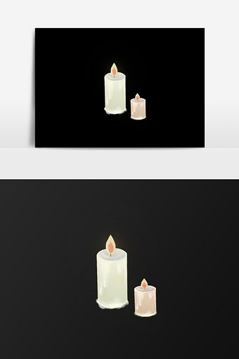 手绘点着的蜡烛插画元素图片