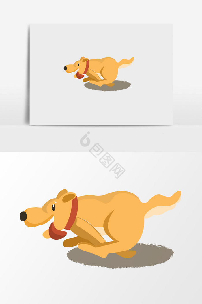 奔跑的黄狗插画图片