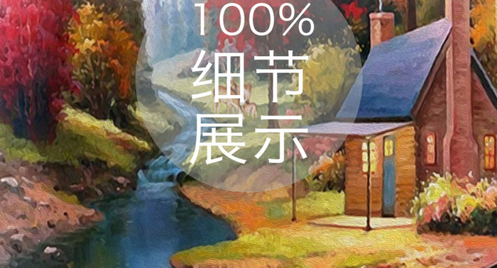 新中式手绘油画山水画天鹅房子玄关装饰画