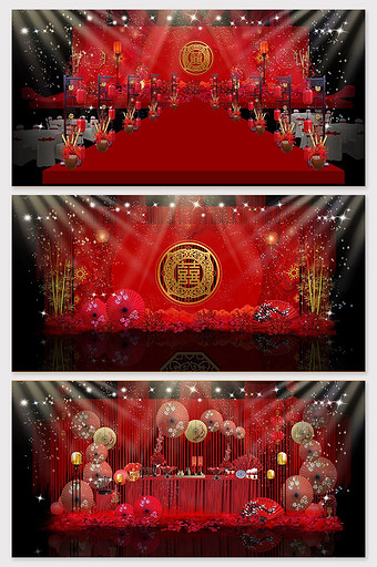 新中式大红色婚礼效果图图片