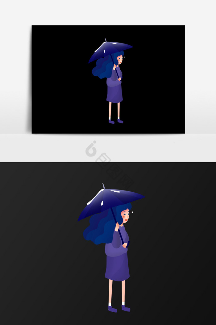 伞下的女人插画图片