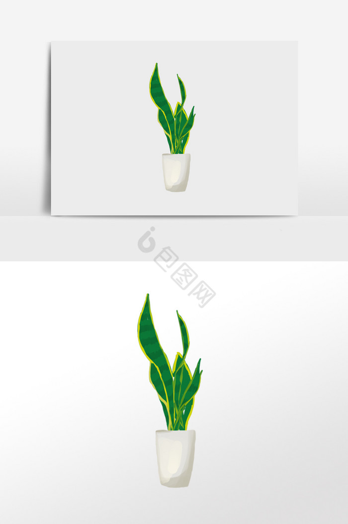 绿化盆栽插画图片
