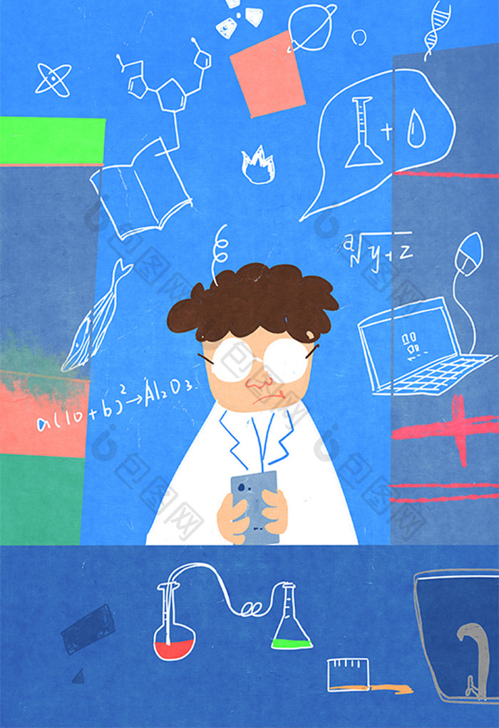 科学家化学家化学实验科学家科技主题插画