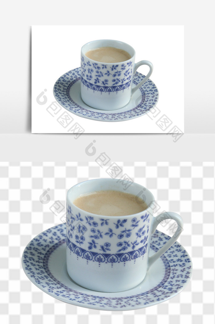 中国风陶瓷杯子咖啡组合元素