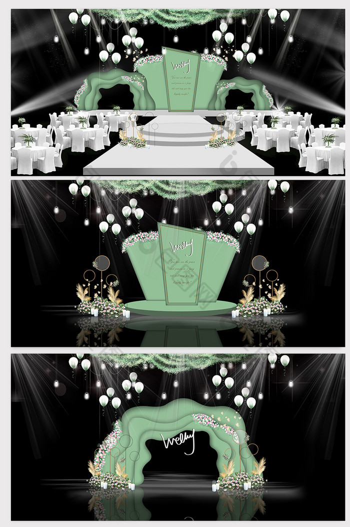 清新抹茶绿色系主题婚礼效果图图片图片