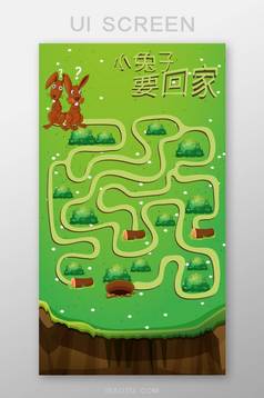 绿色卡通森林宫殿迷宫手机休闲小游戏界面