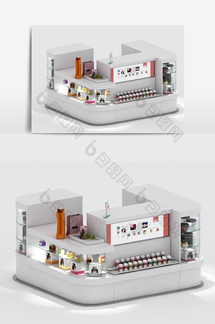 现代简约风柜台商品陈设商品组合3d模型