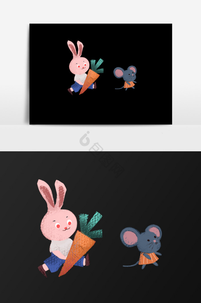 兔鼠插画图片