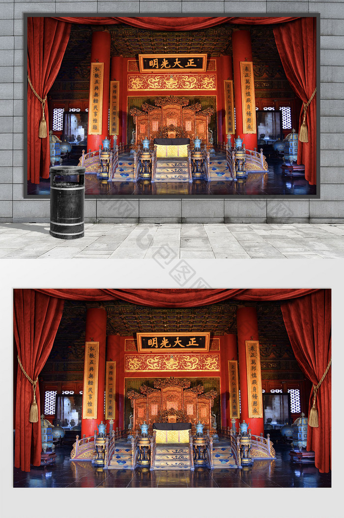 中式古典影楼婚纱写真摄影背景定制