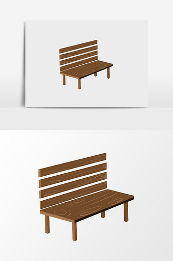 手绘室外长凳插画元素图片