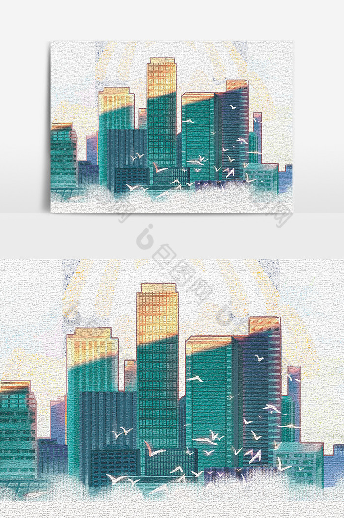 插画建筑楼房图片-包图网
