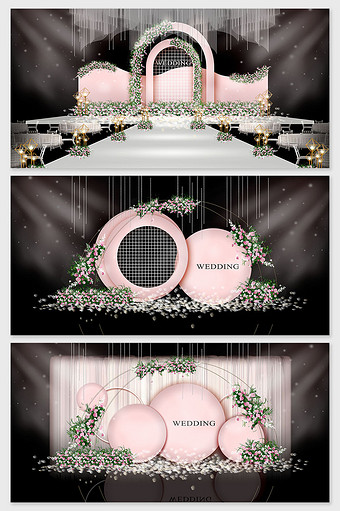 粉色简约花朵婚礼效果图图片
