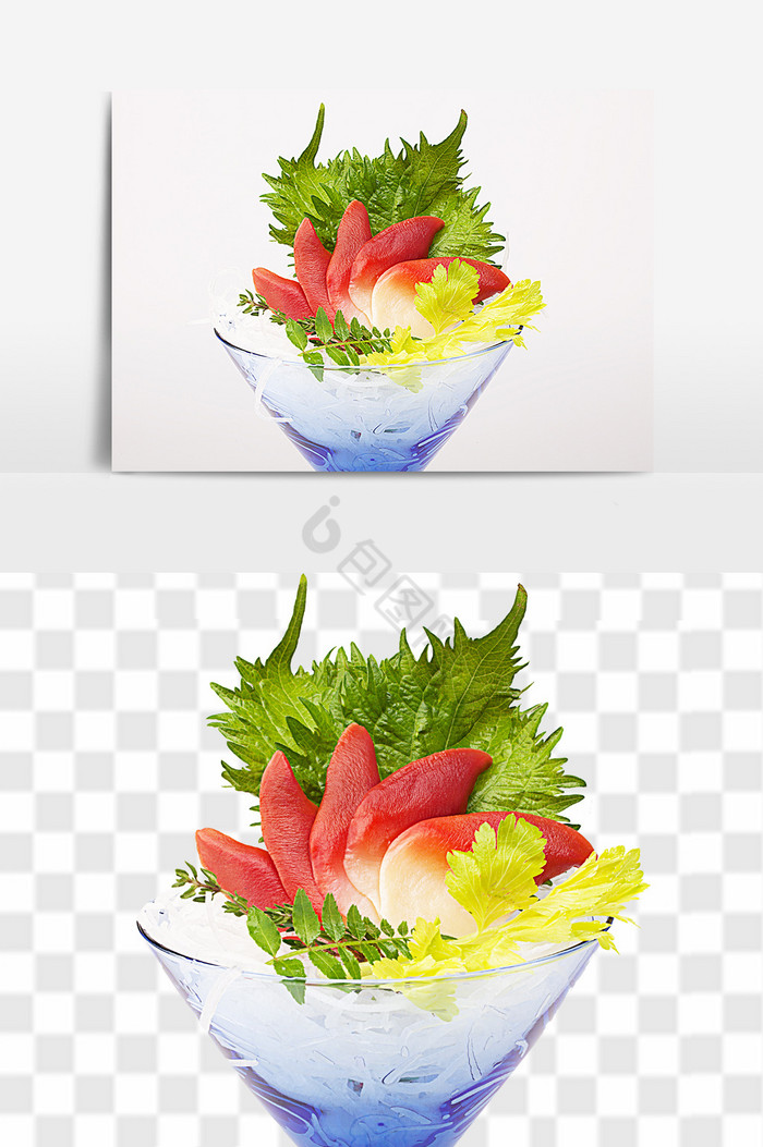 刺身餐饮花植物装饰组合图片