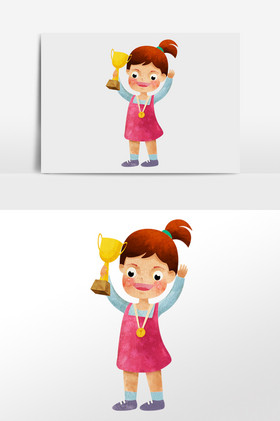 女孩得奖获奖冠军插画人物