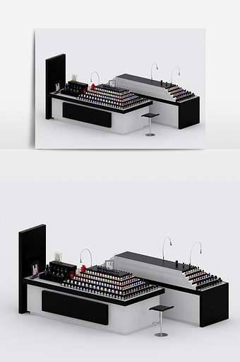 现代商场商品化妆品陈设品组合3d模型图片