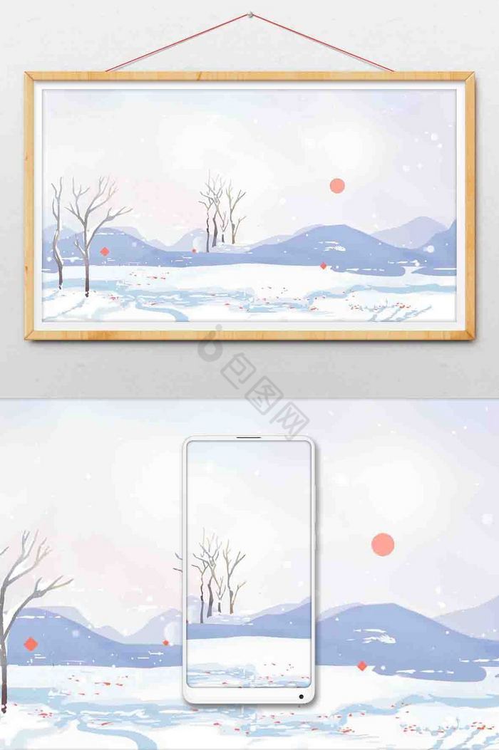 雪后晴天插画图片