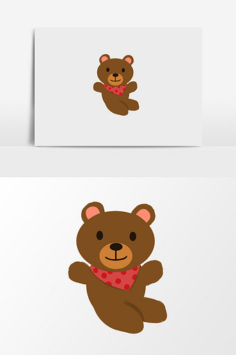 手绘小熊玩具插画元素图片