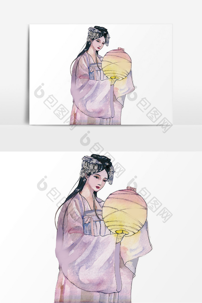 古风手绘提灯笼古典美人