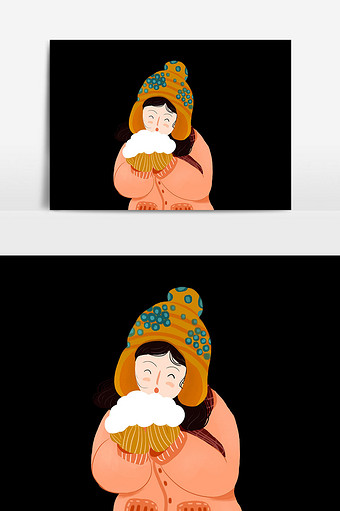 冬季女孩子雪花元素设计图片