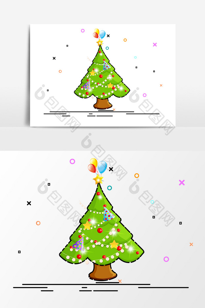 圣诞树装饰设计元素手绘