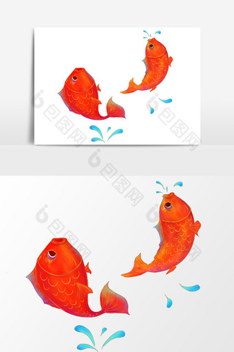 手绘卡通鱼设计元素图片