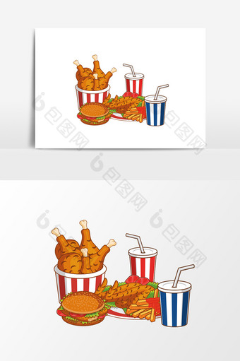炸鸡饮料设计元素图片