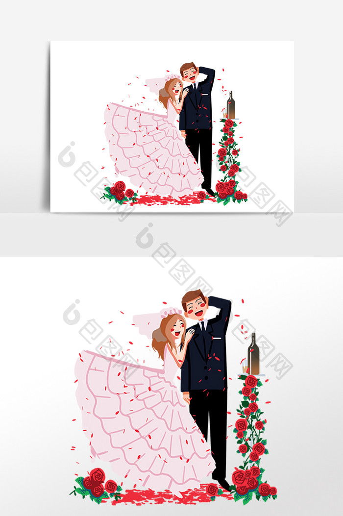 新郎新娘结婚典礼插画