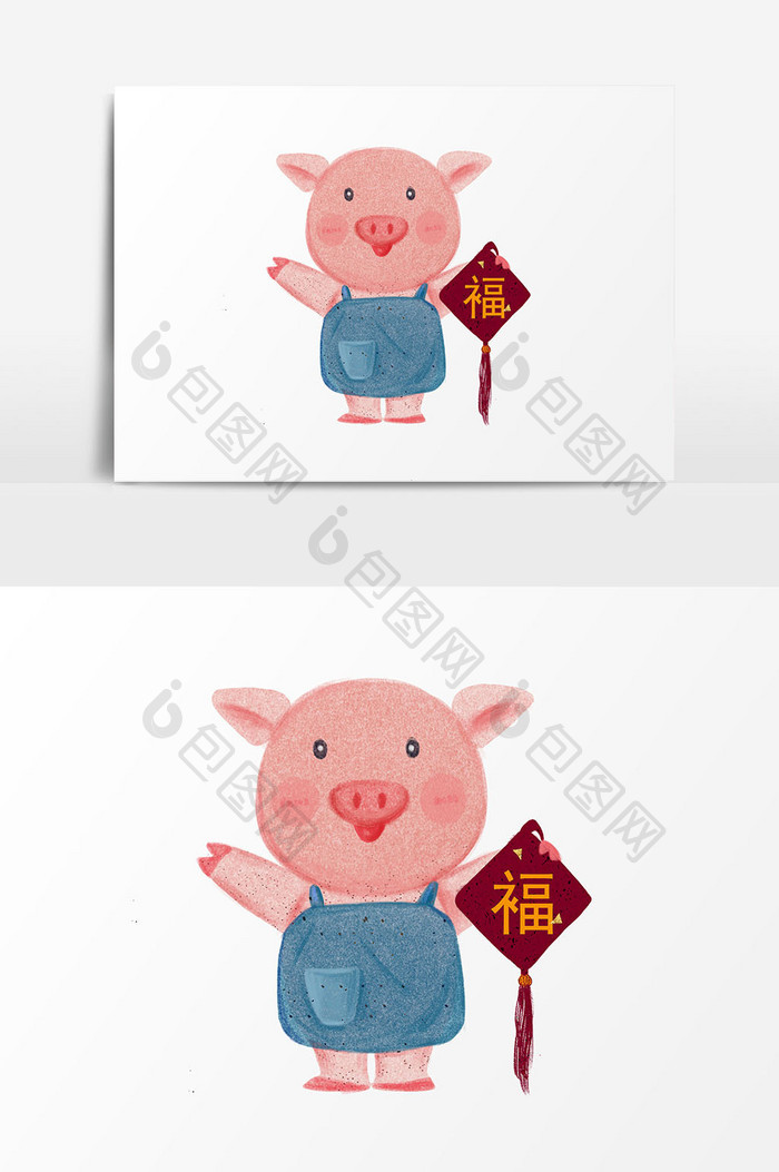 新年猪猪福字元素设计