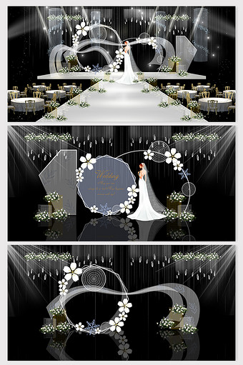 现代唯美白色恋人主题婚礼效果图图片