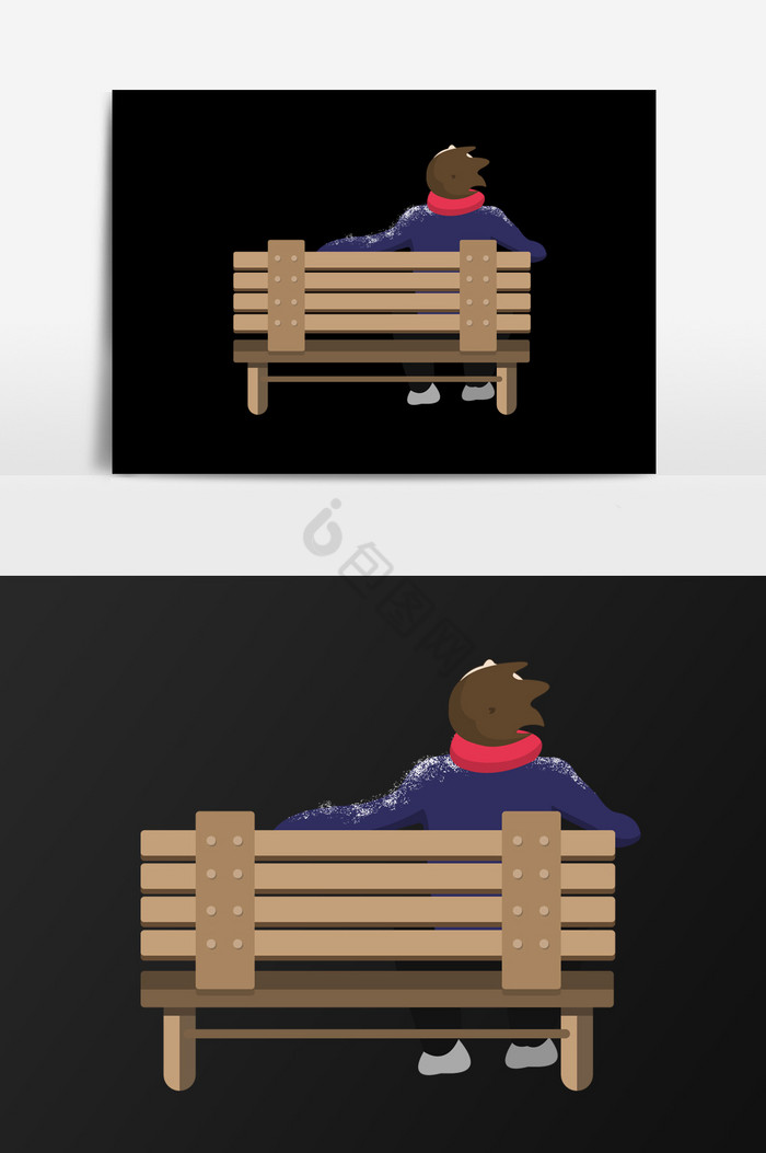 长凳上的男人插画图片