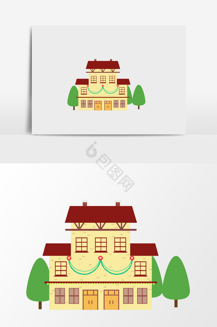 别墅一景插画