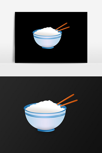 手绘大碗的米饭插画元素图片