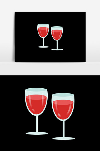 手绘一杯红酒插画元素图片