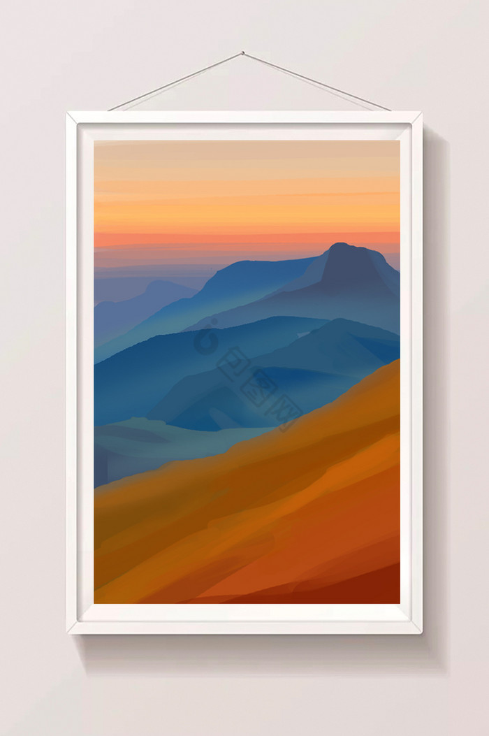 沙漠山峰插画图片
