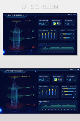 某城市3D建筑规划分析数据大屏