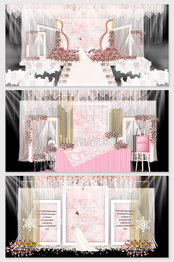 简约公主风简约粉色欧式婚礼场景效果图图片
