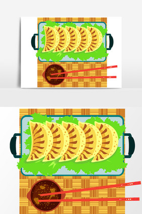 卡通饺子元素手绘