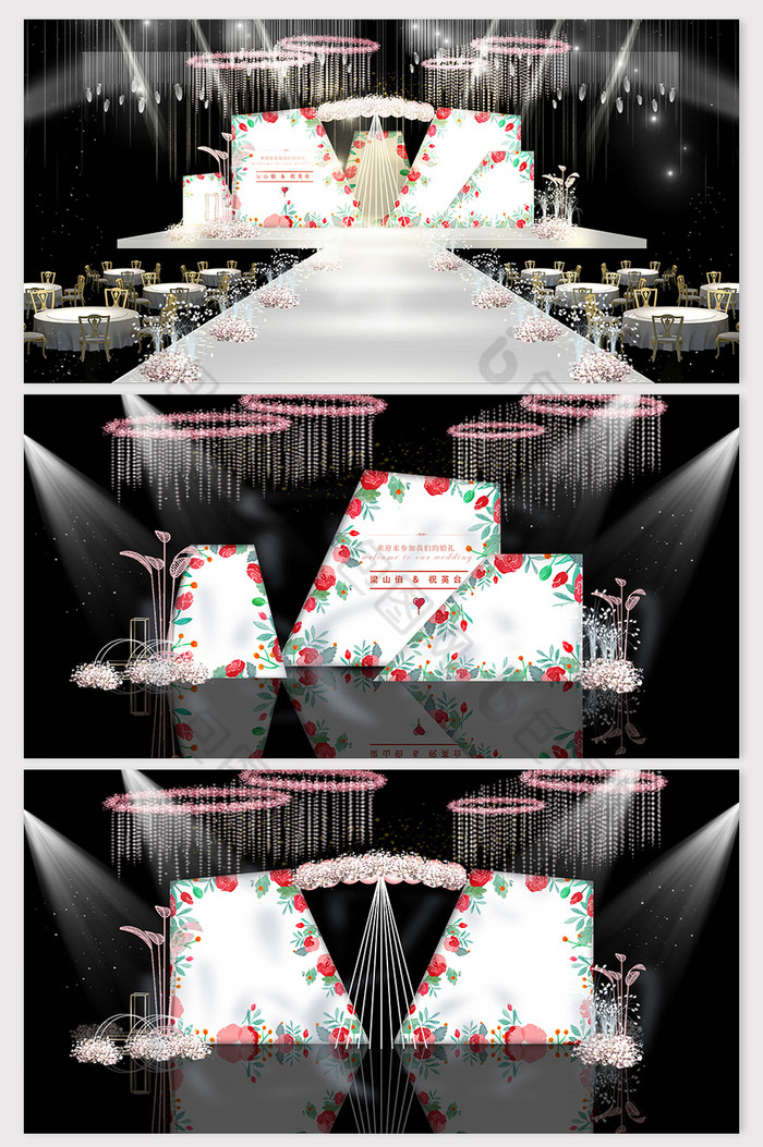 小清新花卉KT板主题婚礼效果图图片图片