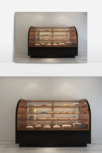 玻璃简约面包柜模型图片