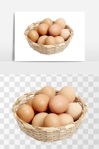 新鲜美味一筐土鸡蛋组合素材图片