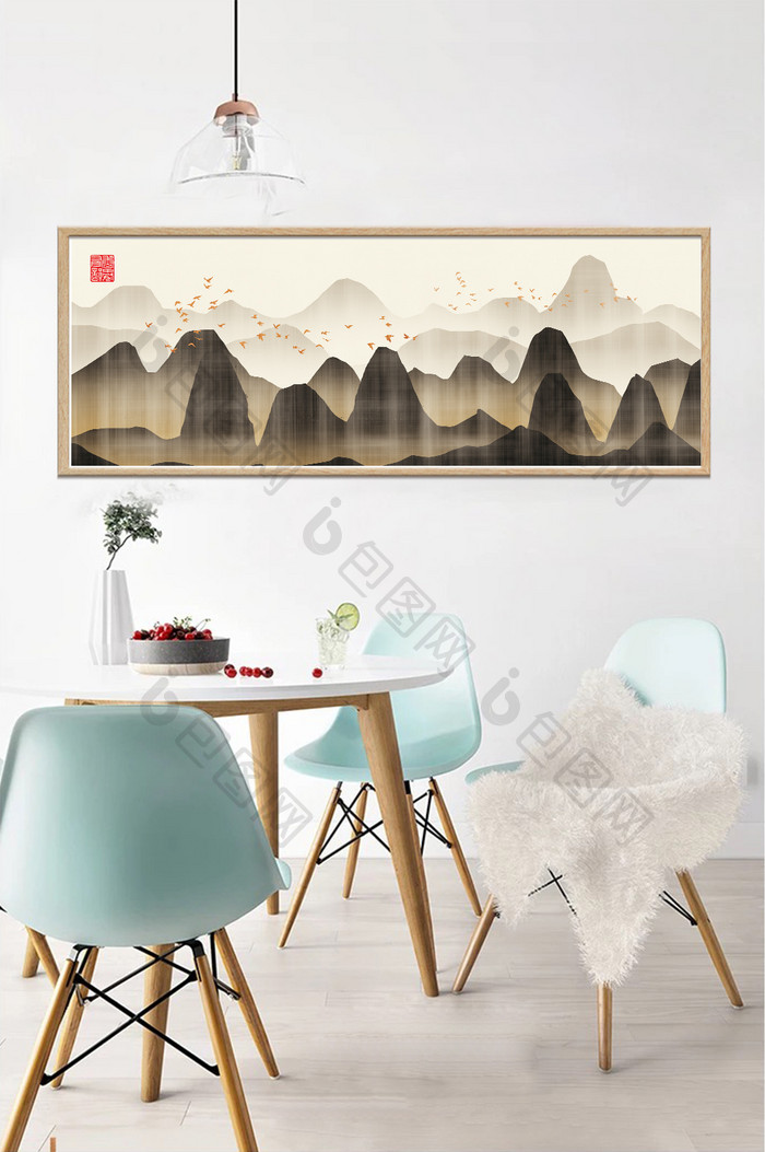 中国风山川晶瓷风景书房酒店客厅创意装饰画