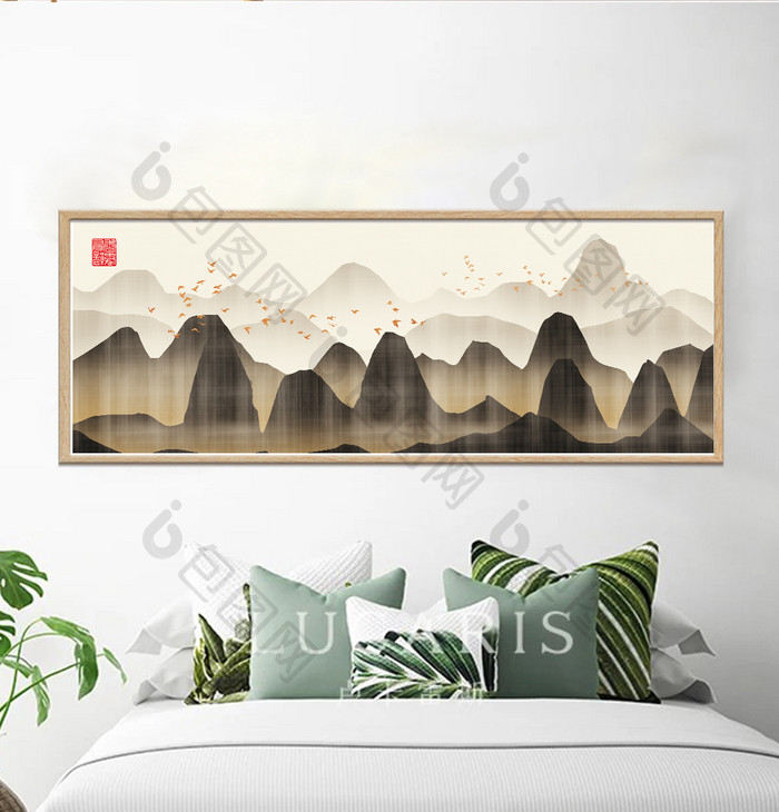 中国风山川晶瓷风景书房酒店客厅创意装饰画