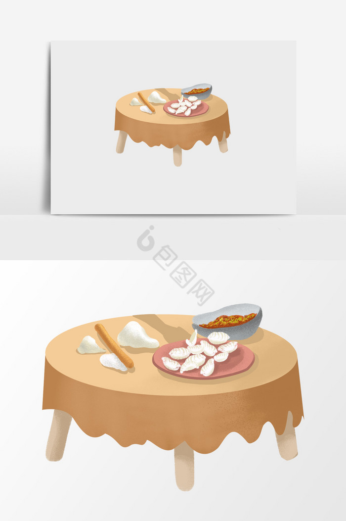 包饺子插画图片