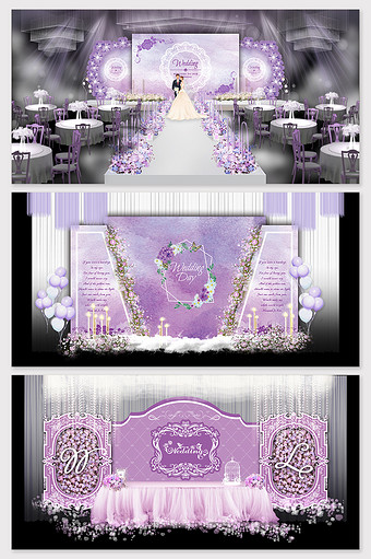 浪漫紫色婚礼舞台背景图片