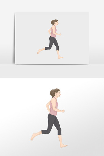 跑步女生插画素材图片