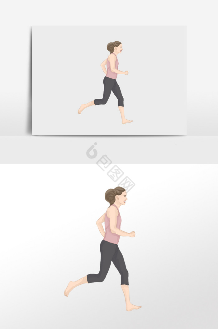 跑步女生插画图片
