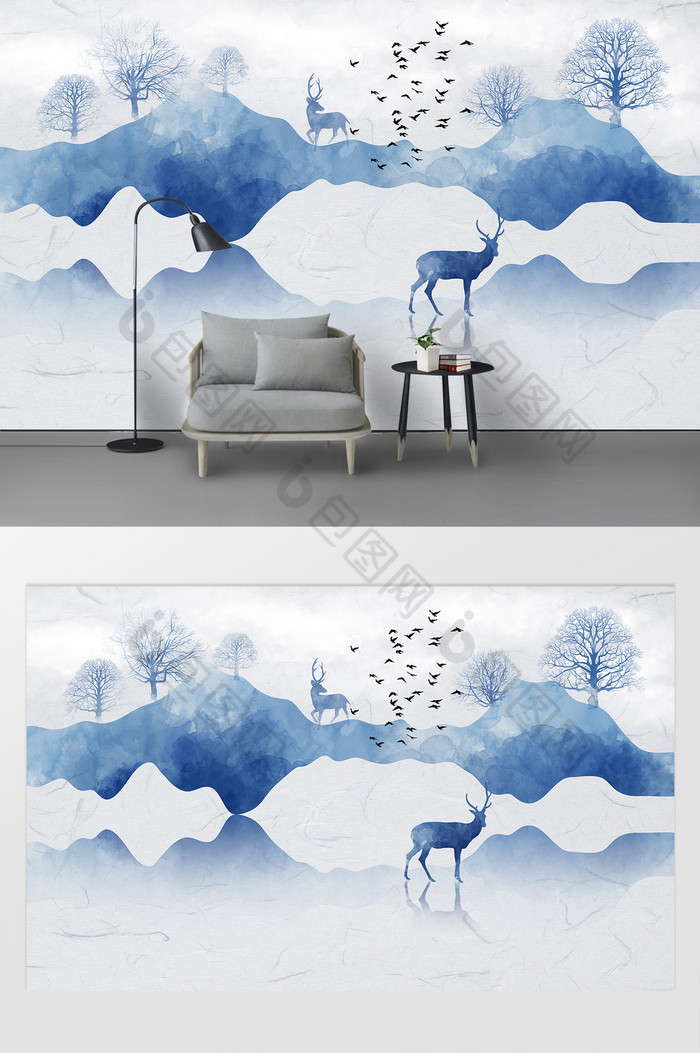 中国风背景墙装饰画图片