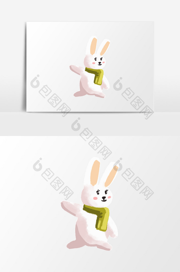 手绘插画可爱小白兔元素素材