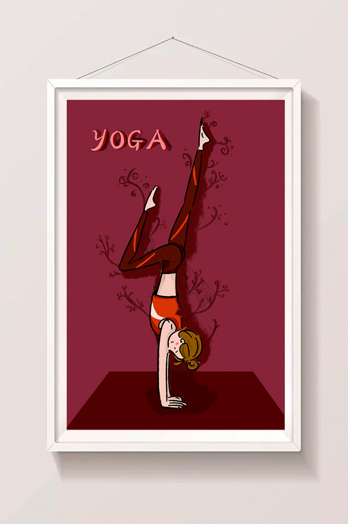 少女瑜伽养生健康运动插画图片