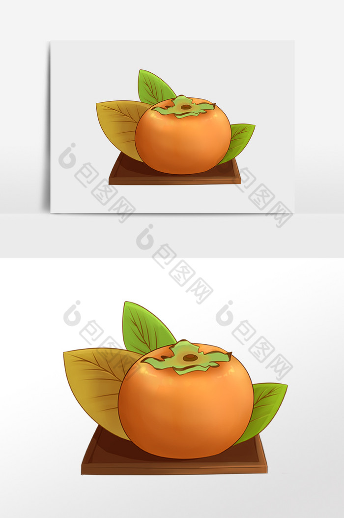 一个甜柿子插画图片图片